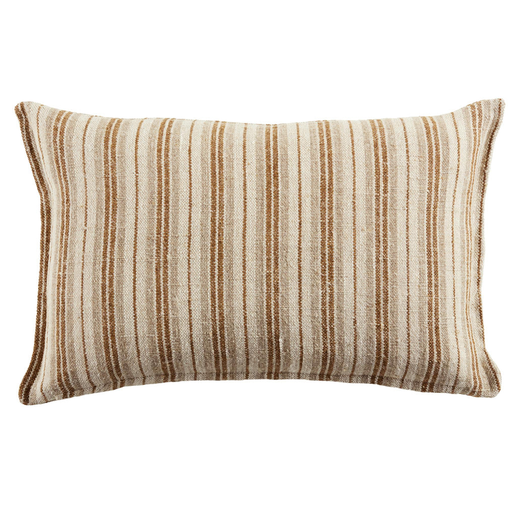 Jaipur Living Lucien Striped Cream/ Gold Down Pillow (13"X21" Lumbar)