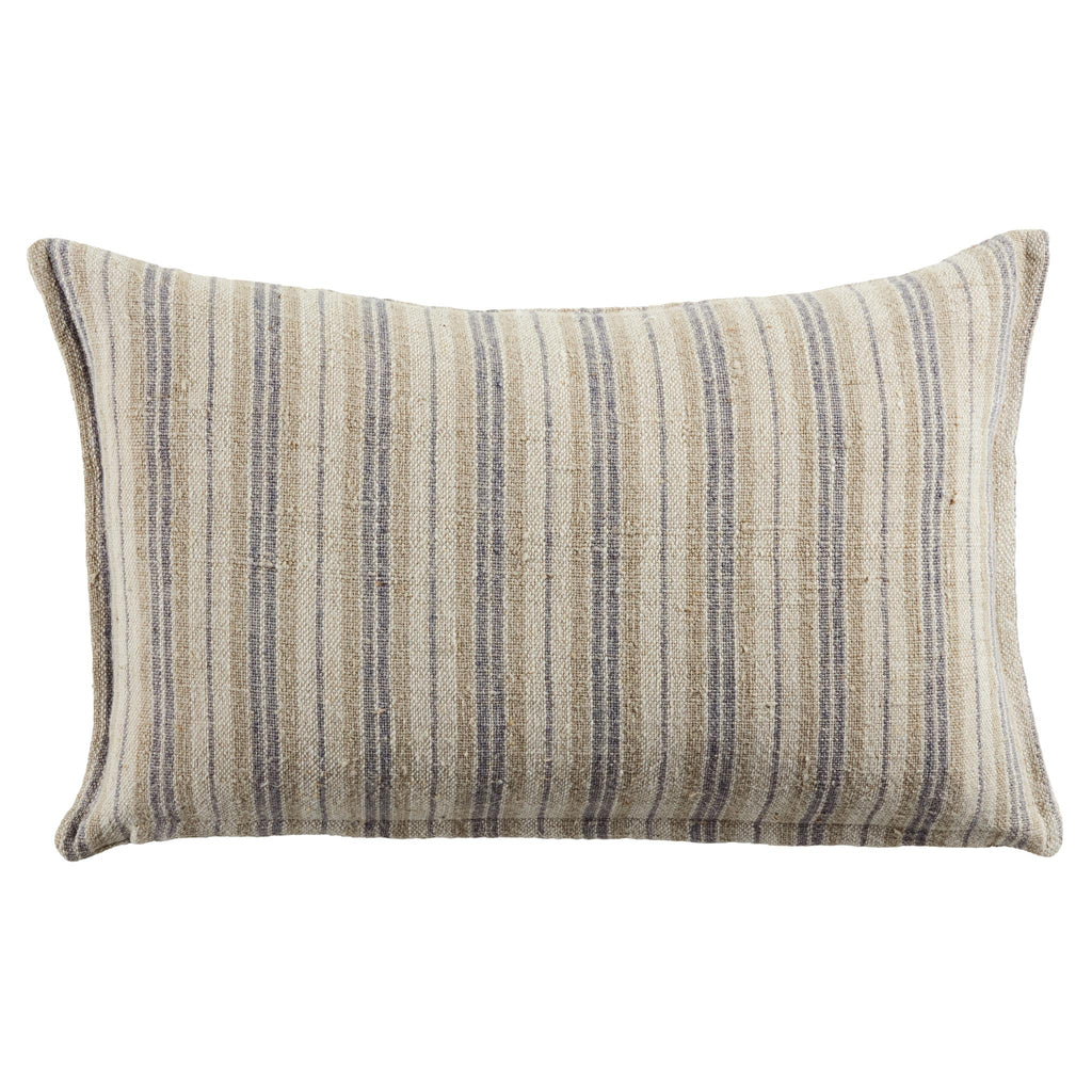 Jaipur Living Lucien Striped Cream/ Gray Down Pillow (13"X21" Lumbar)