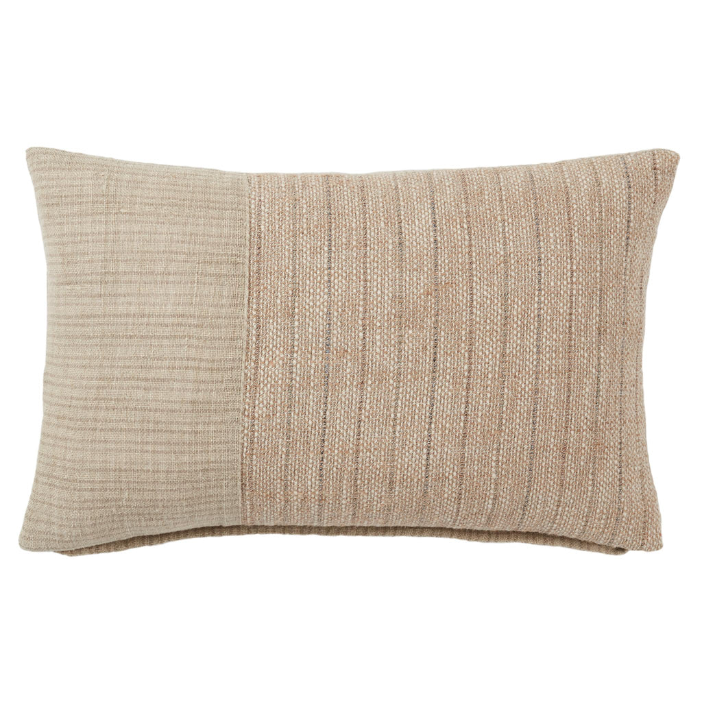 Jaipur Living Miriam Striped Light Brown/ Cream Down Pillow (13"X21" Lumbar)