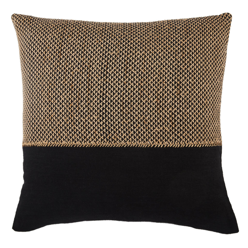 Jaipur Living Sila Geometric Light Tan/ Black Pillow Cover (22" Square)