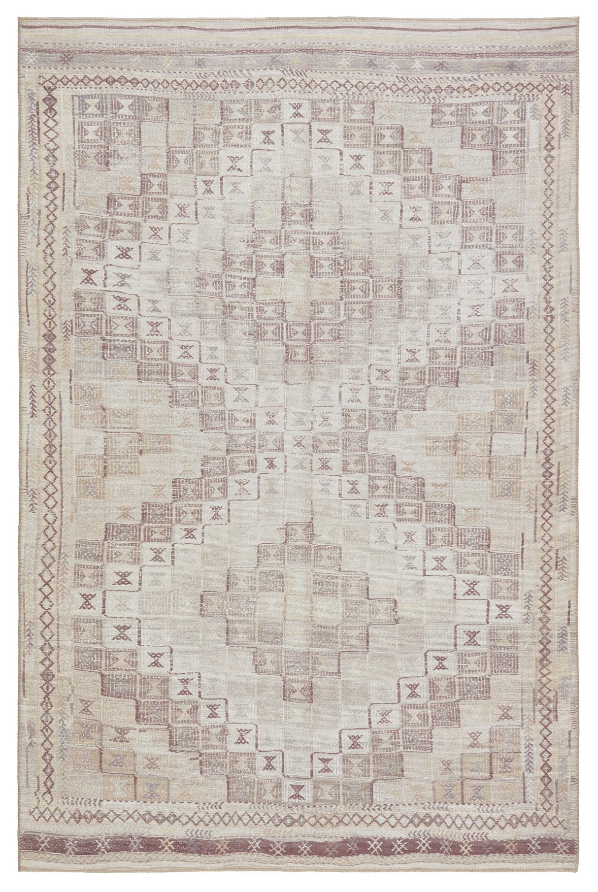 Jaipur Living Harman Davina Tribal Beige / Burgundy 7'6" x 10' Rug