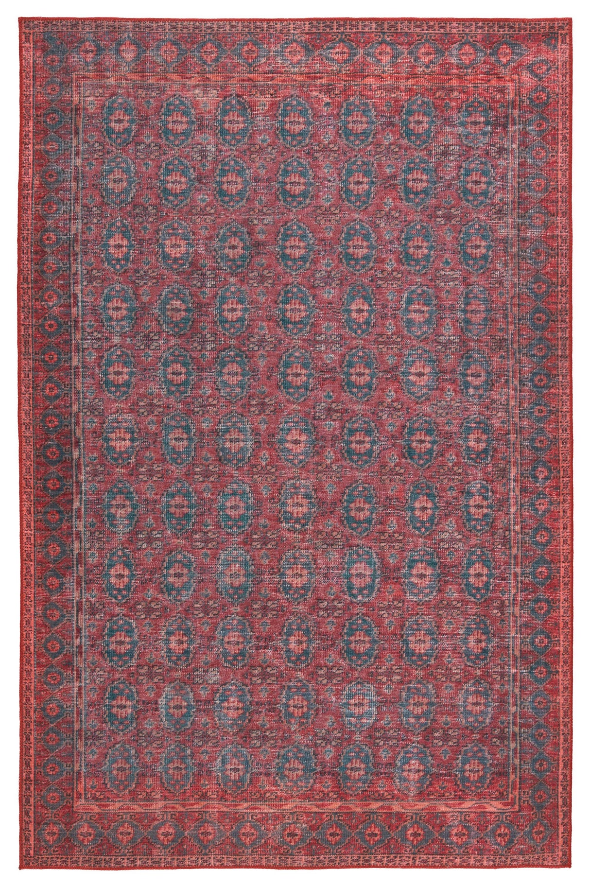 Kate Lester + Jaipur Living Kalinar Damask Dark Red/ Blue Area Rug (7'6"X10')