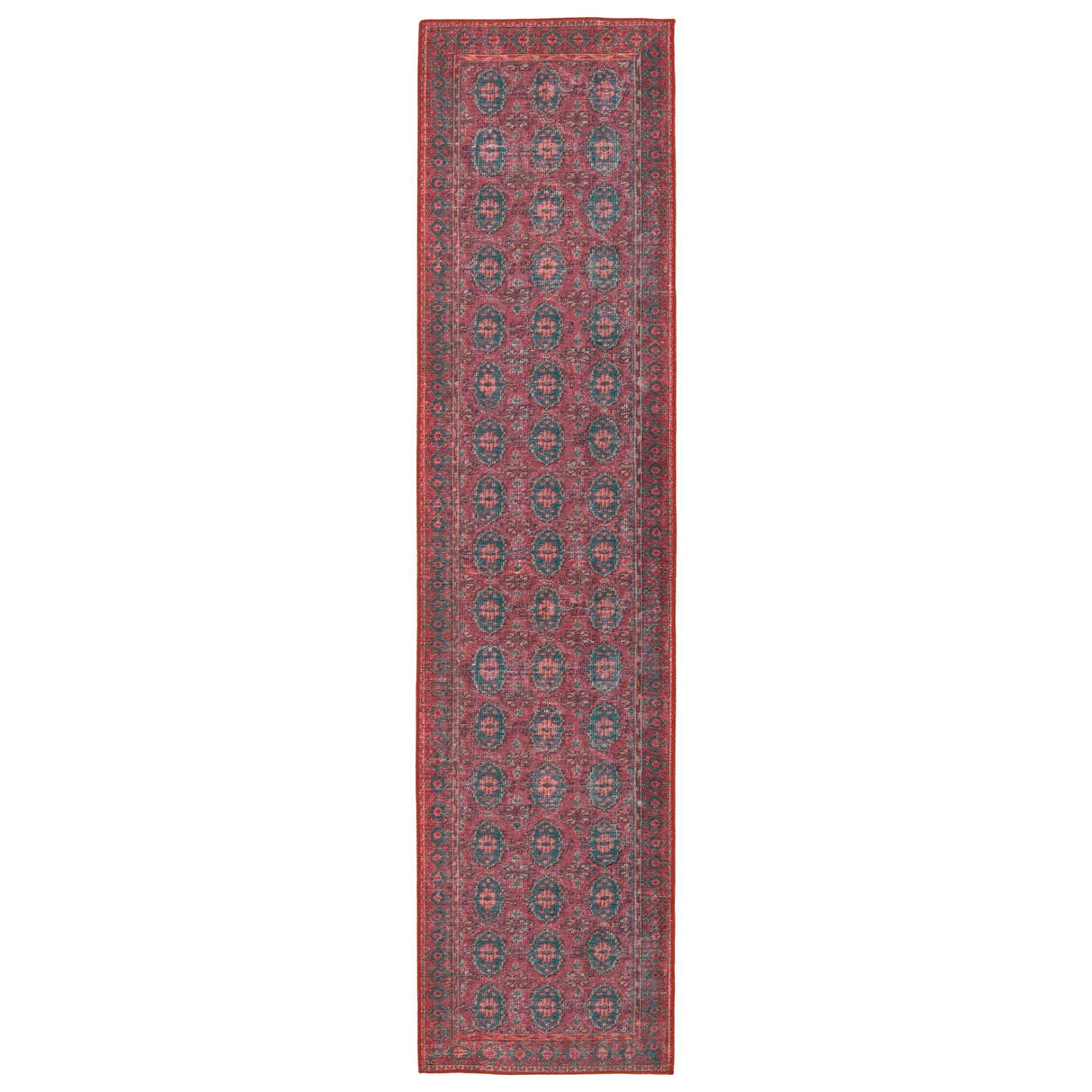 Jaipur Living Harman Kalinar Damask Dark Red / Blue 2'6" x 10' Rug