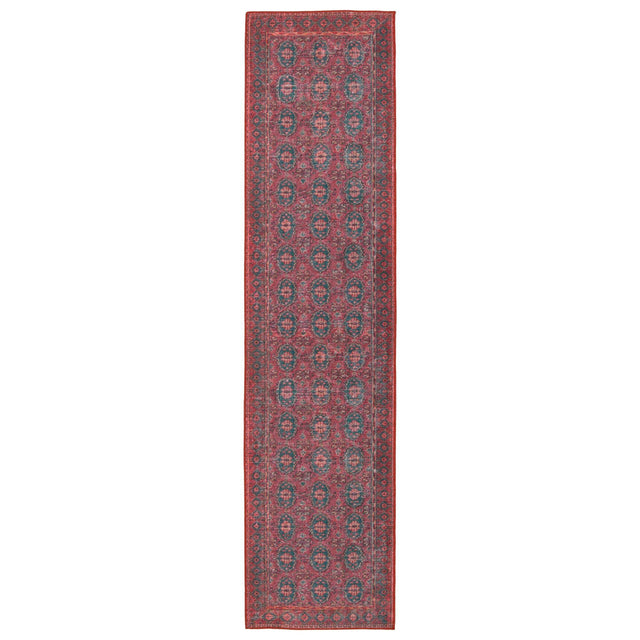 Jaipur Living Harman Kalinar Damask Dark Red / Blue 2'6" x 10' Rug