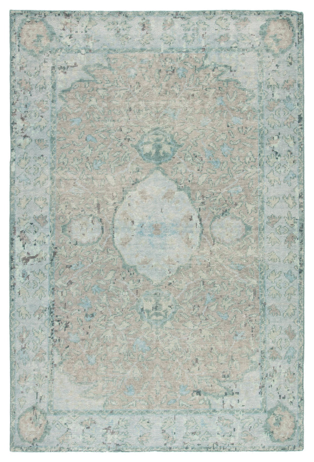 Jaipur Living Kai Alessia Border Aqua / Beige 6' x 9' Rug