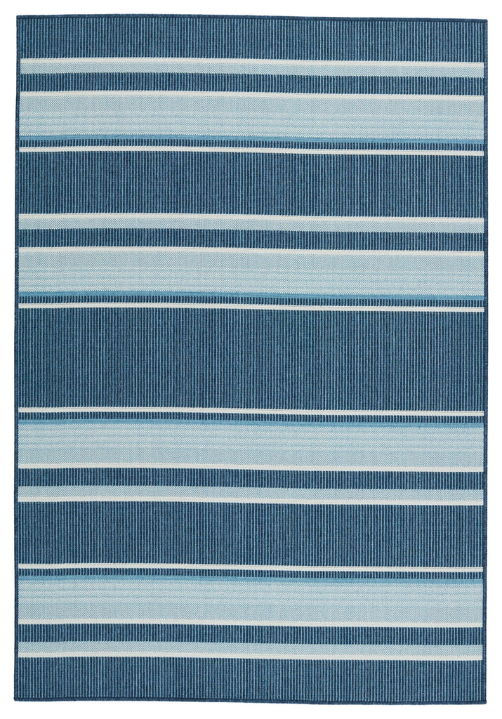 Vibe By Jaipur Living Devato Indoor/ Outdoor Striped Blue/ Cream Runner Rug (2'6"X8')