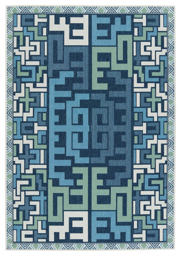 Vibe By Jaipur Living Arpino Indoor/ Outdoor Geometric Blue/ Green Area Rug (5'X8')