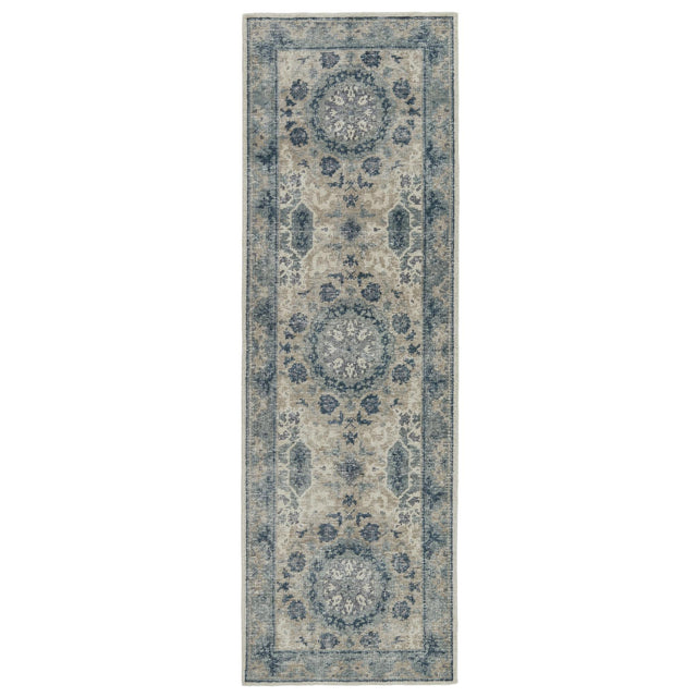 Jaipur Living Kai Modify Medallion Blue / Light Gray 2'6" x 8' Rug