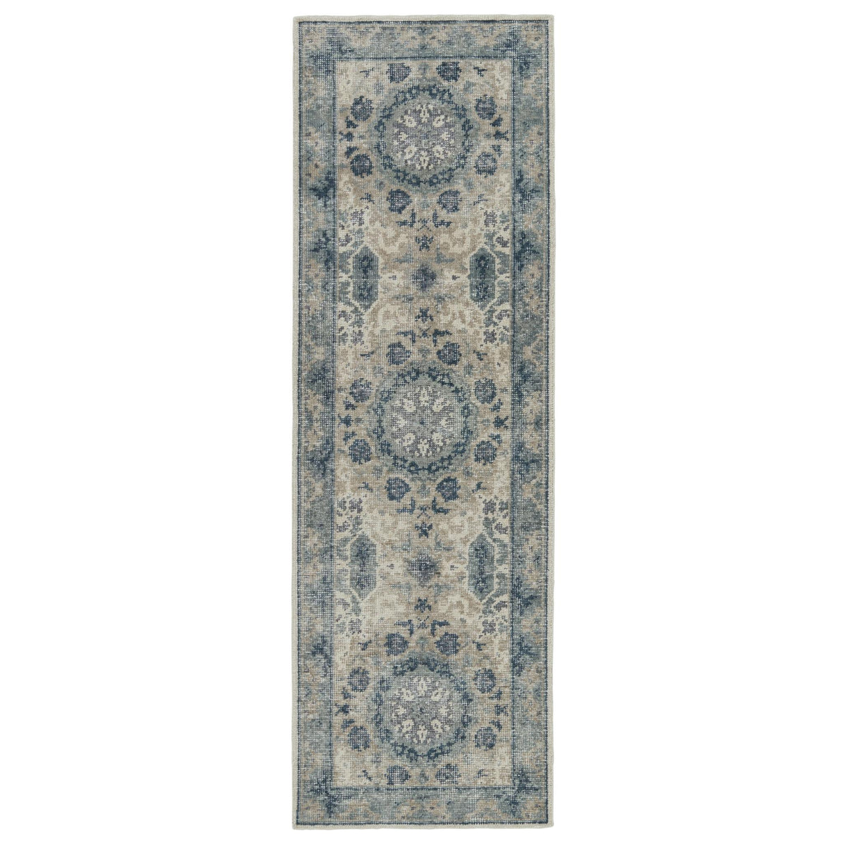 Jaipur Living Modify Hand-Knotted Medallion Blue/ Light Gray Runner Rug (2'6"X8')