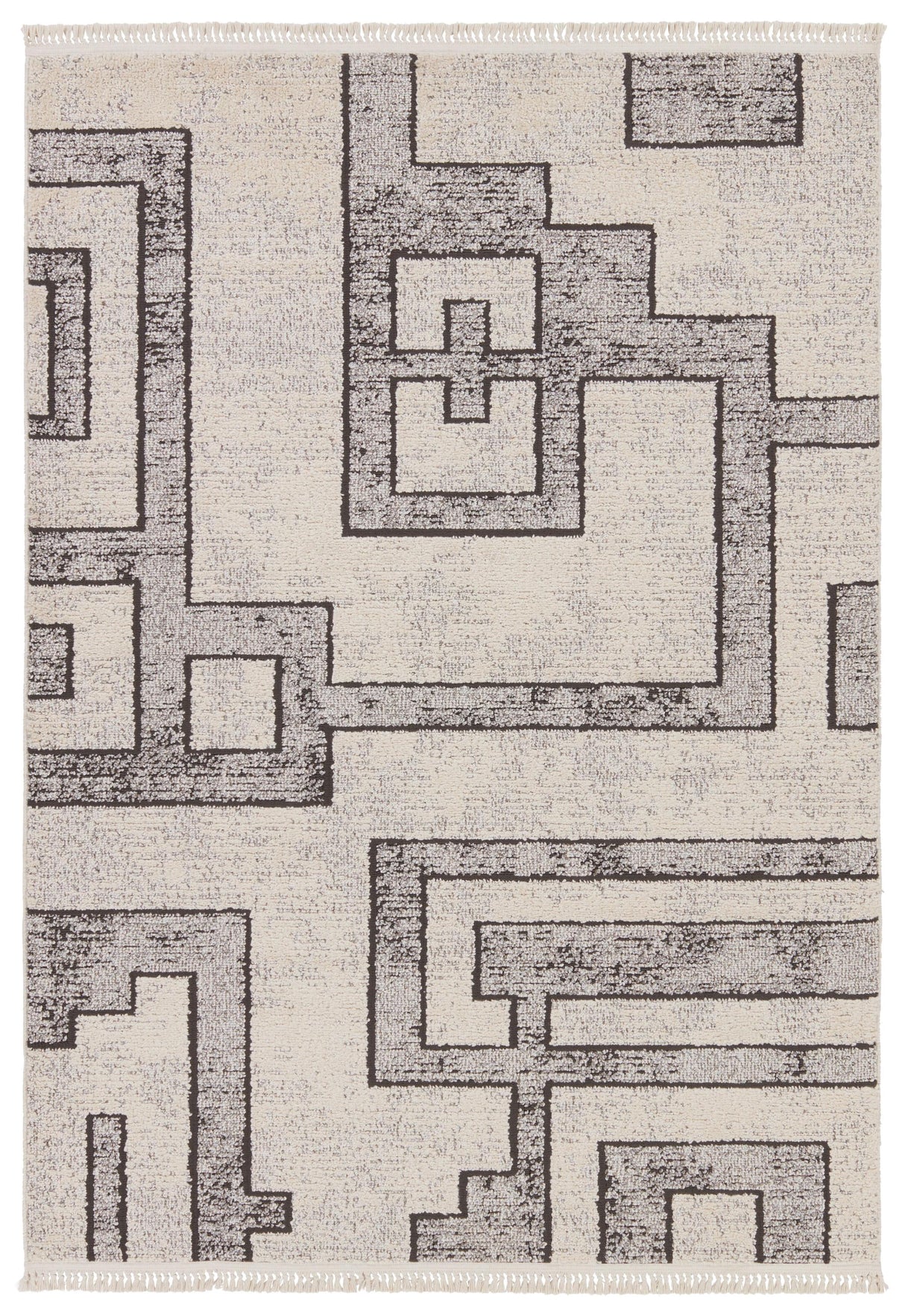 Jaipur Living Bungalow Geometric Gray/ Cream Area Rug (6'7"X9'6")