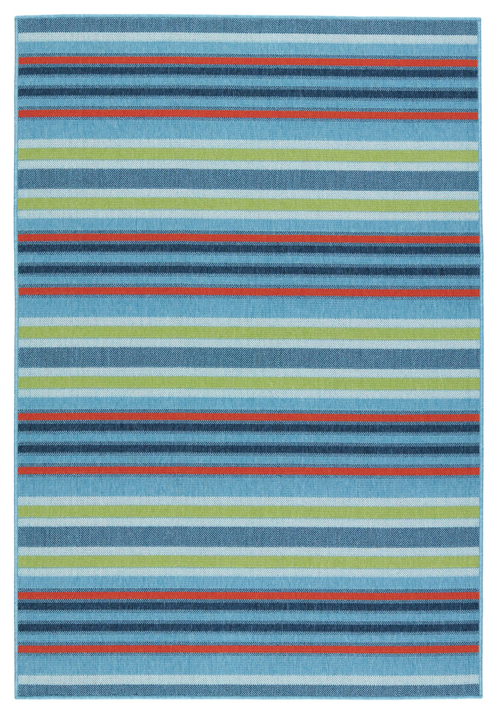 Vibe By Jaipur Living Lloria Indoor/ Outdoor Striped Blue/ Orange Area Rug (8'X10')