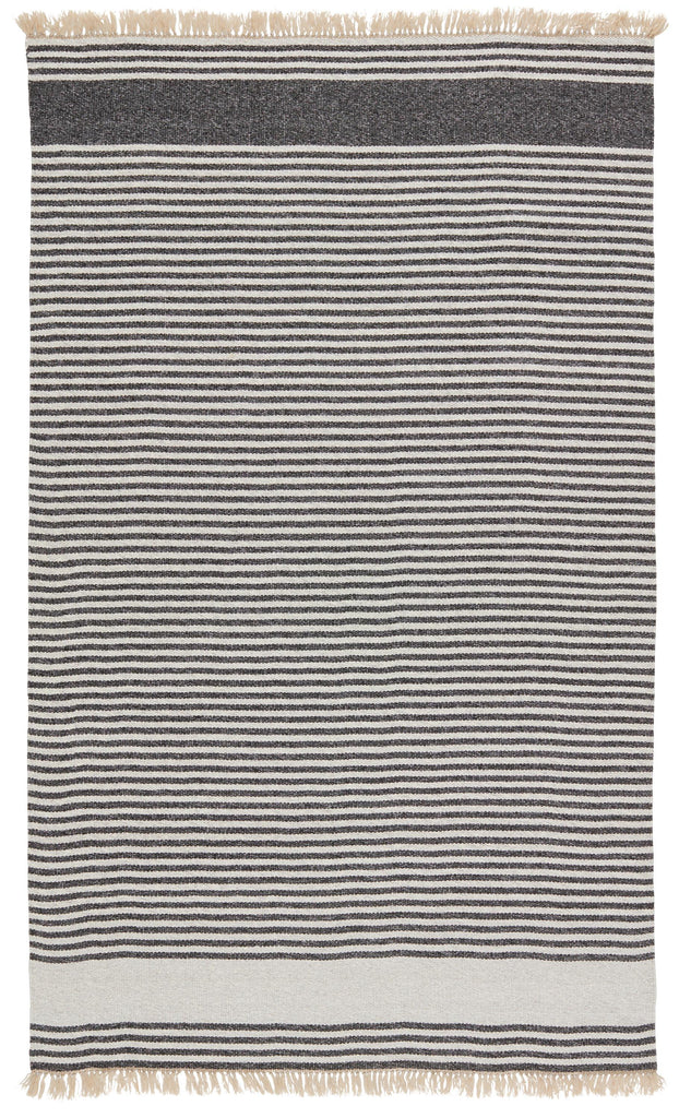 Vibe By Jaipur Living Strand Indoor/ Outdoor Striped Dark Gray/ Beige Area Rug (8'10"X11'9")