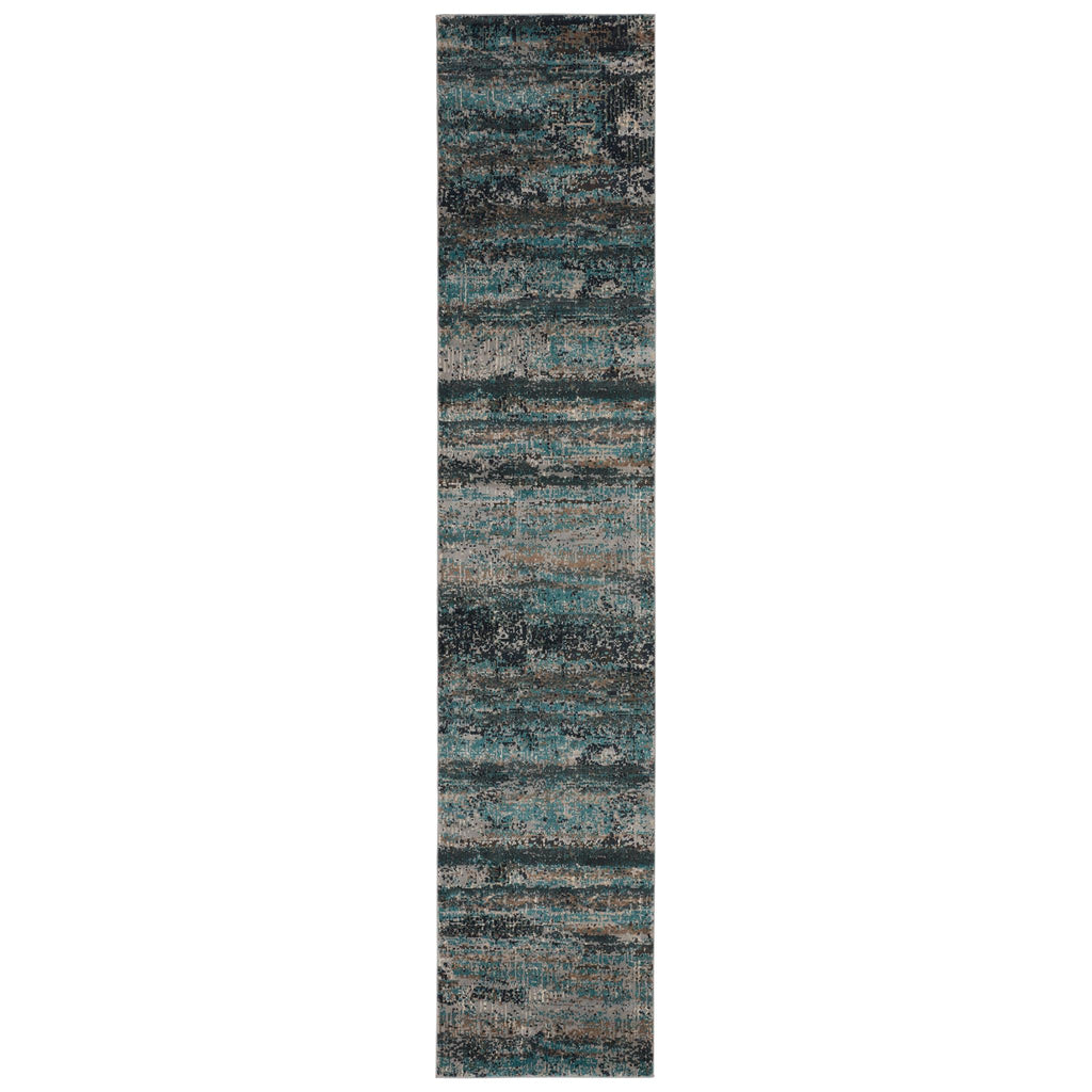 Vibe By Jaipur Living Aubra Abstract Teal/ Gray Runner Rug (2'6"X12')