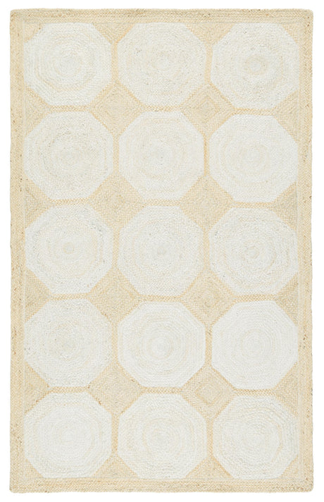 Jaipur Living Naturals Tobago Fiorita Geometric Light Beige / White 5' x 8' Rug