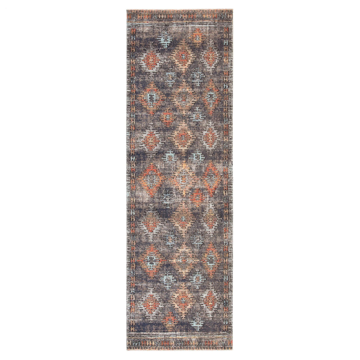 Jaipur Living Polaris Dez Tribal Blue / Orange 2'6" x 8' Rug