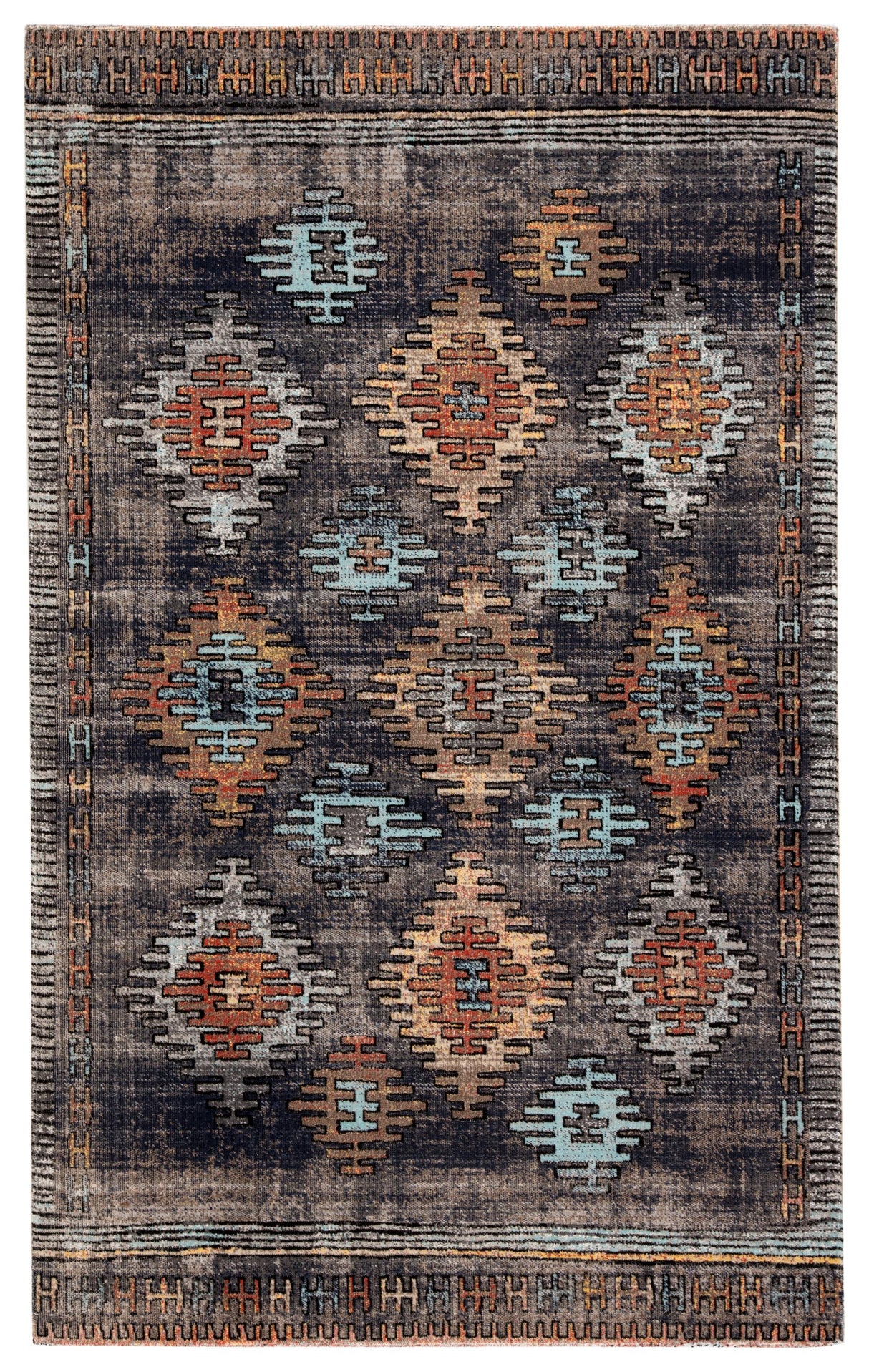 Jaipur Living Dez Indoor/ Outdoor Tribal Blue/ Orange Area Rug (8'10"X12')