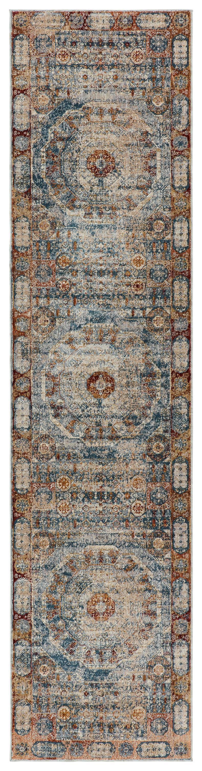 Jaipur Living Valentia Arcadia Medallion Blue / Red 2'5" x 10' Rug