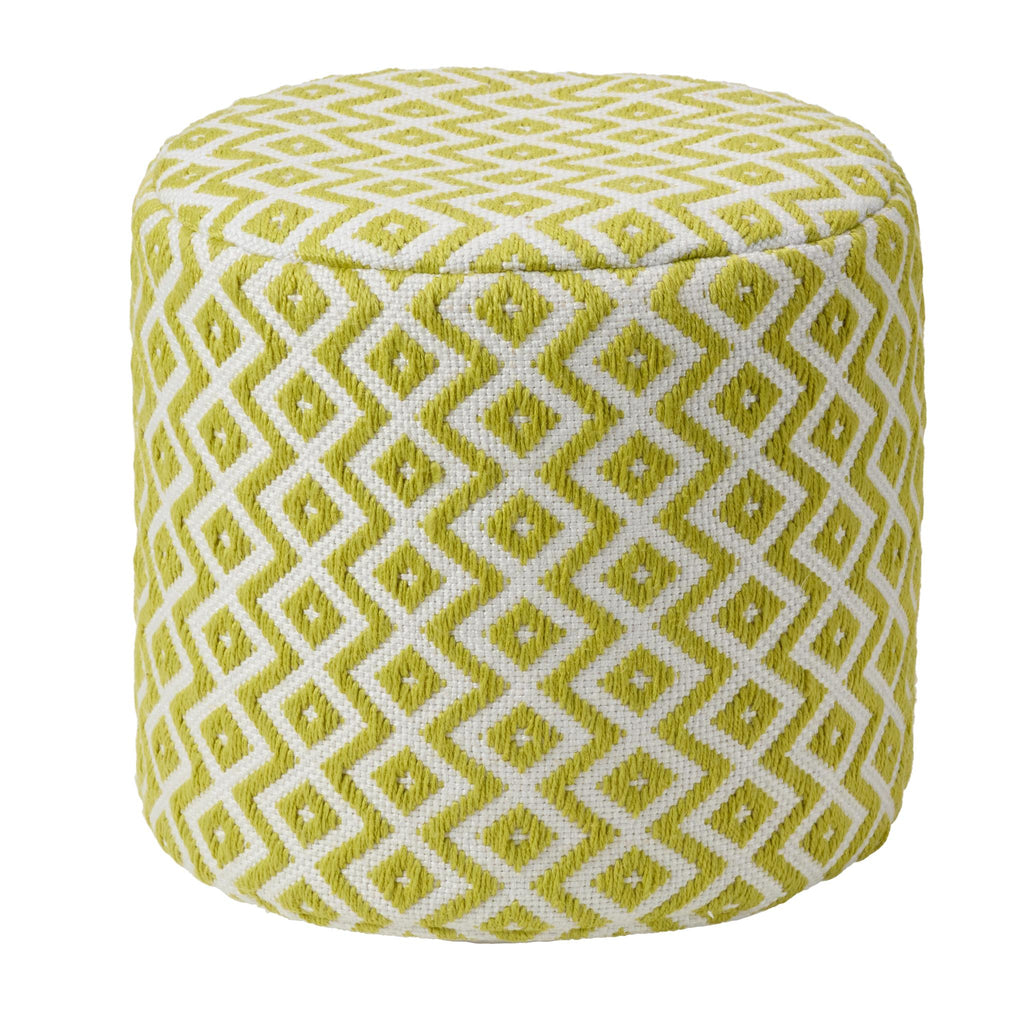 Vibe By Jaipur Living Osbourne Indoor/ Outdoor Chevron Chartreuse/ Ivory Cube Pouf