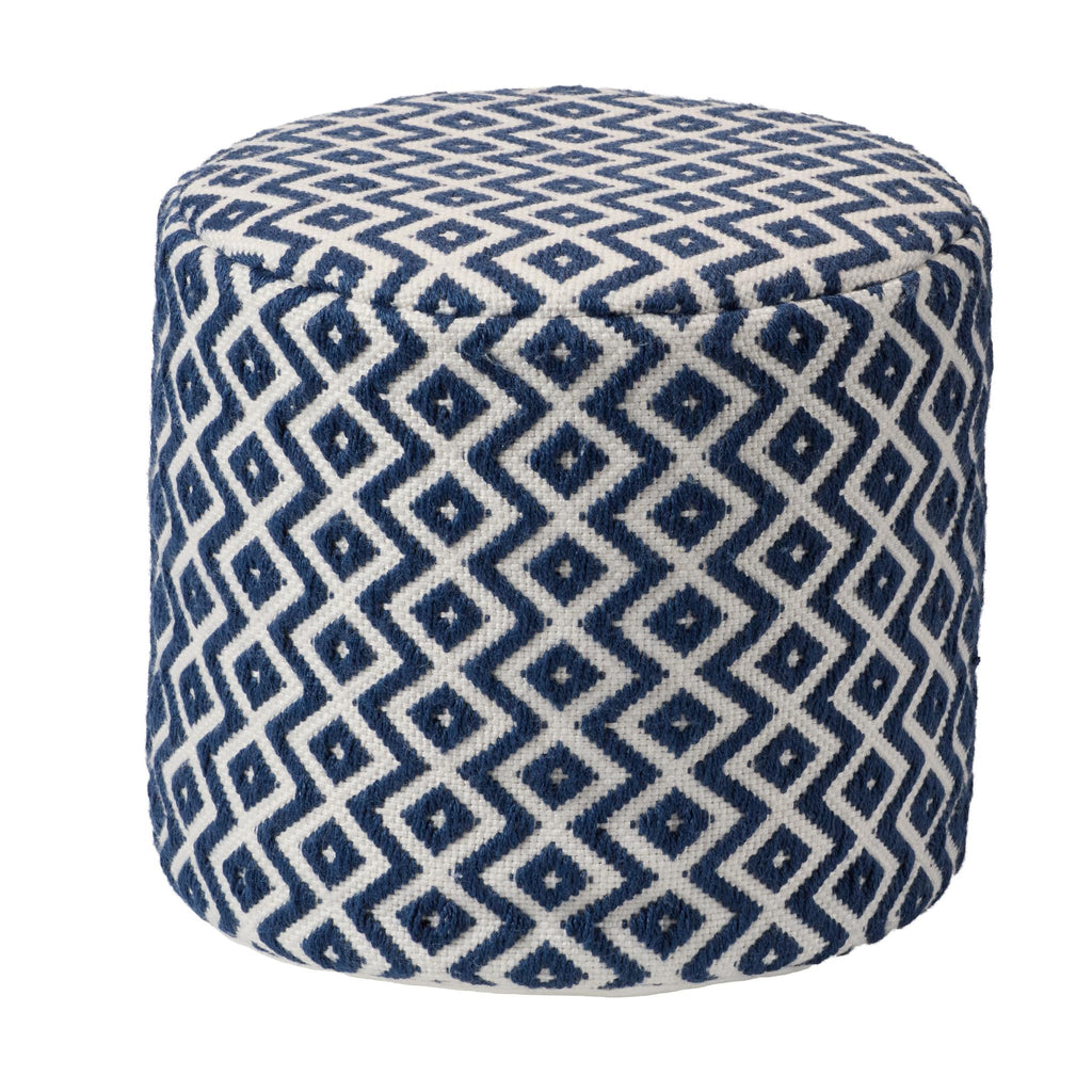Vibe By Jaipur Living Osbourne Indoor/ Outdoor Chevron Navy/ Ivory Cube Pouf