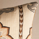 Schumacher Natural 22" x 22" Temara Embroidered Print Pillow