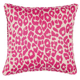 Schumacher Fuschia/Natural 18" x 18" Iconic Leopard Pillow