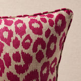 Schumacher Fuschia/Natural 18" x 18" Iconic Leopard Pillow