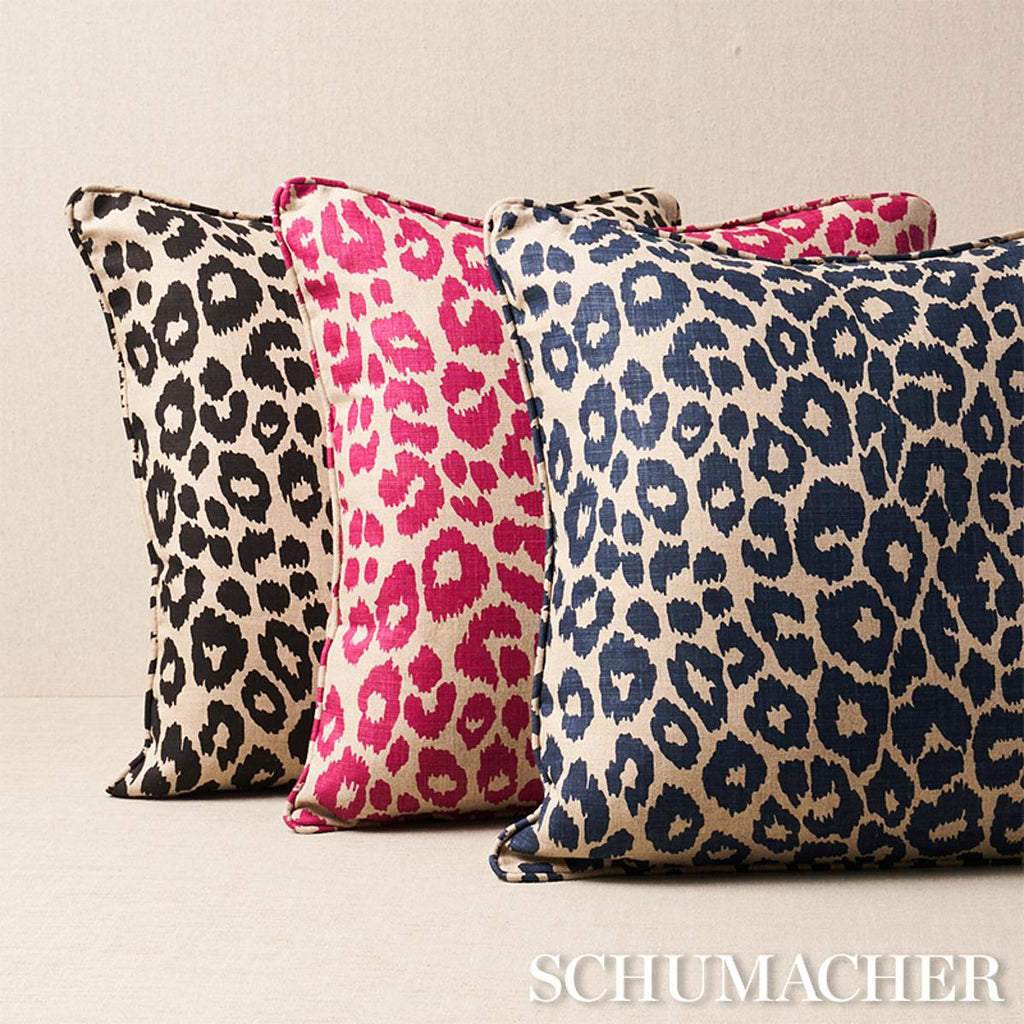 Schumacher Iconic Leopard Fuschia/Natural 18" x 18" Pillow