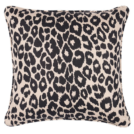 Schumacher Ebony/Natural 18" x 18" Iconic Leopard Pillow