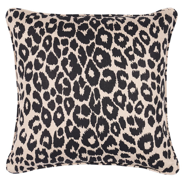 Schumacher Ebony/Natural 18" x 18" Iconic Leopard Pillow