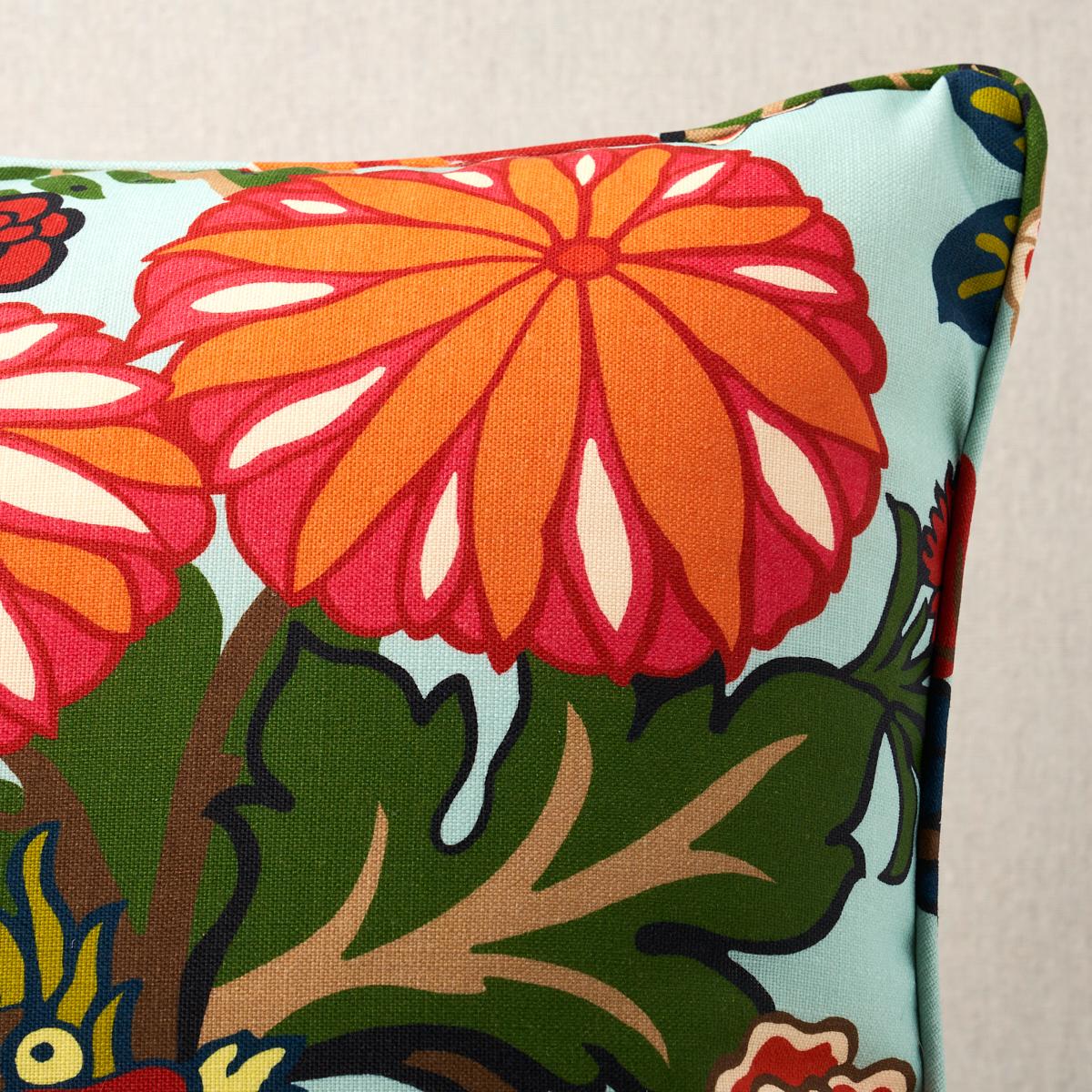 Schumacher Aquamarine 18" x 18" Chiang Mai Dragon I/O Pillow