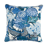 Schumacher China Blue 22" x 22" Chiang Mai Dragon I/O Pillow