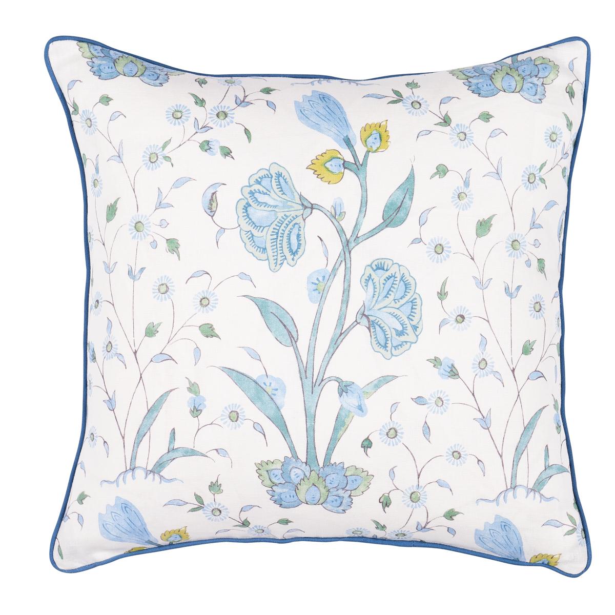 Schumacher Peacock 20" x 20" Khilana Floral Pillow
