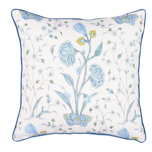 Schumacher Peacock 20" x 20" Khilana Floral Pillow