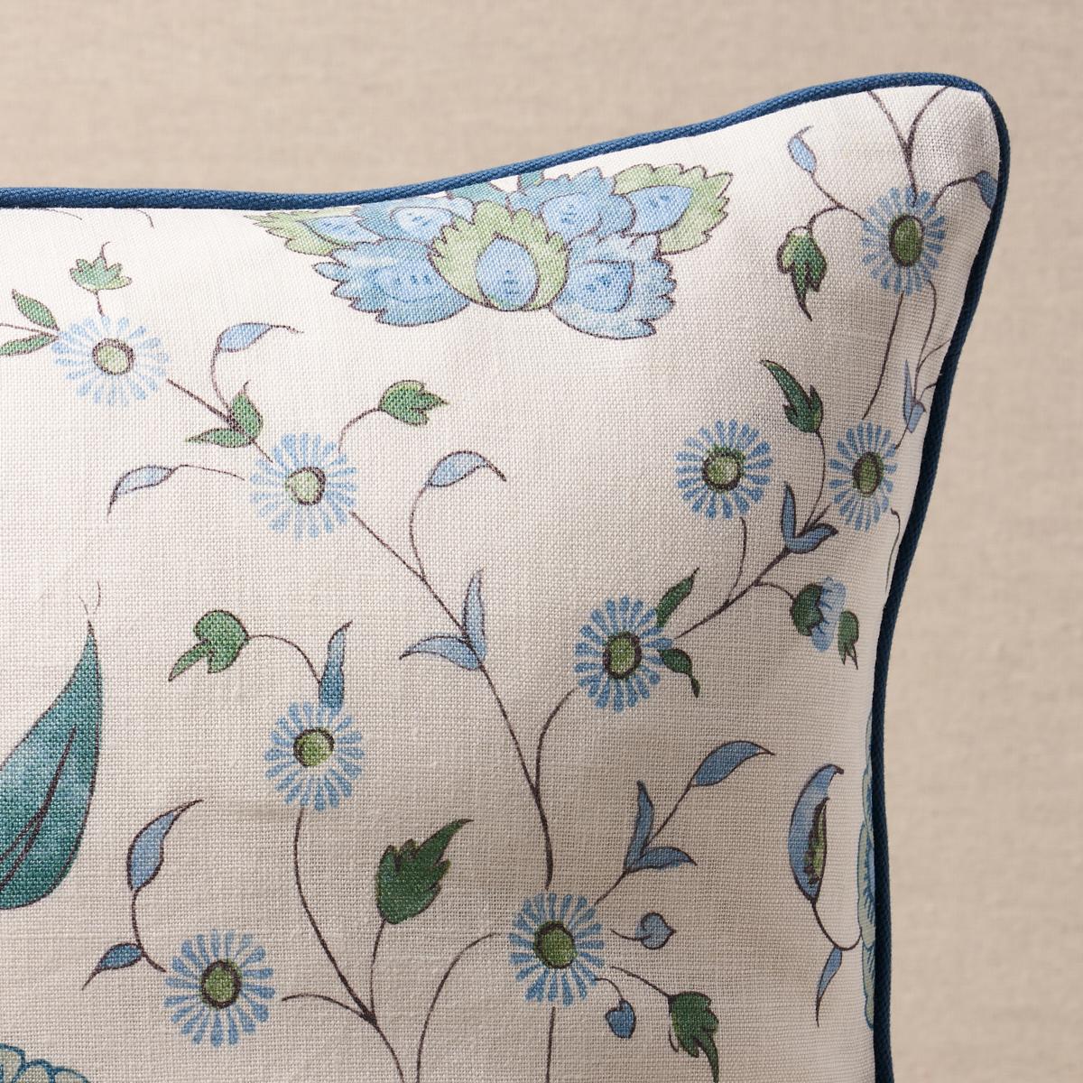 Schumacher Peacock 20" x 20" Khilana Floral Pillow