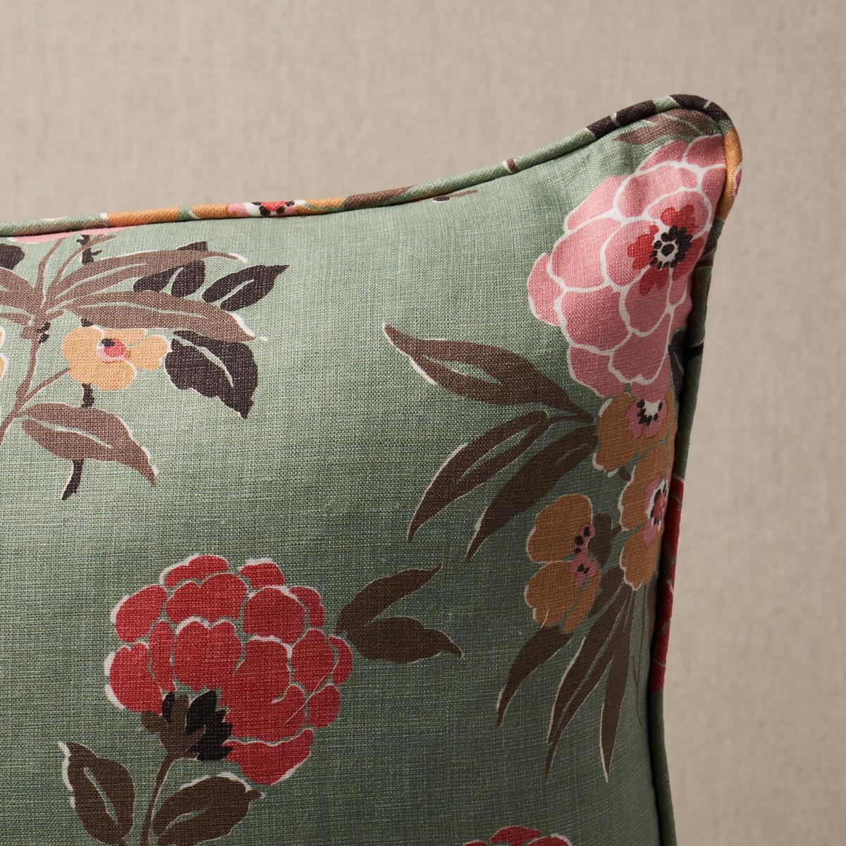 Schumacher Green 20" x 20" Valentina Floral Pillow