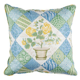 Schumacher Yellow & Cornflower 20" x 20" Caldwell Patchwork 20" Pillow