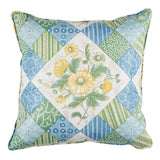 Schumacher Yellow & Cornflower 20" x 20" Caldwell Patchwork 20" Pillow