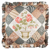 Schumacher Rose And Chocolate 18" x 18" Caldwell Patchwork Chintz Pillow