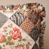 Schumacher Rose And Chocolate 18" x 18" Caldwell Patchwork Chintz Pillow