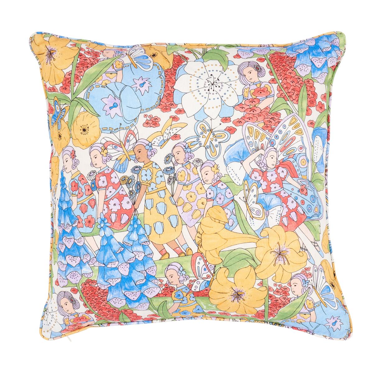 Schumacher Yellow & Ivory 22" x 22" Fairie Garden Pillow
