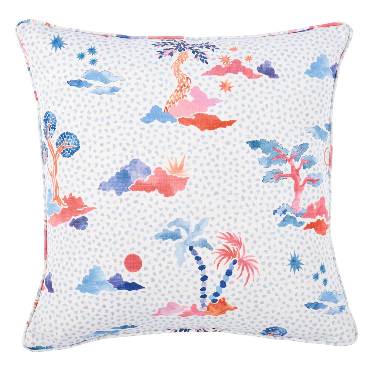 Schumacher Sky & Pink 20" x 20" Valletta Pillow