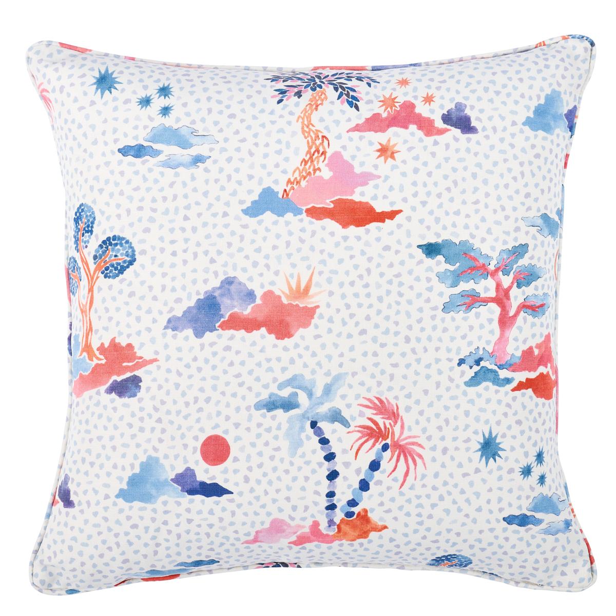 Schumacher Sky & Pink 20" x 20" Valletta Pillow