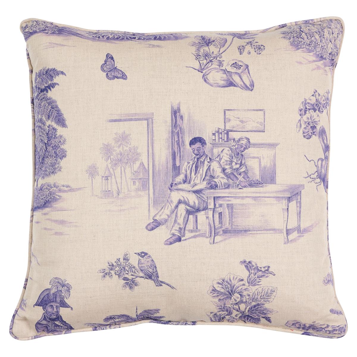 Schumacher Purple 20" x 20" Toussaint Toile Pillow