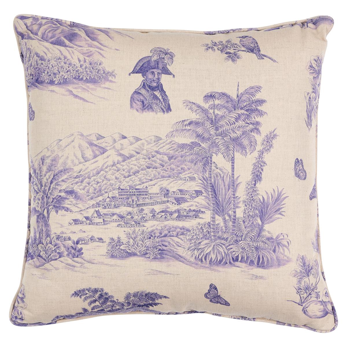 Schumacher Purple 20" x 20" Toussaint Toile Pillow