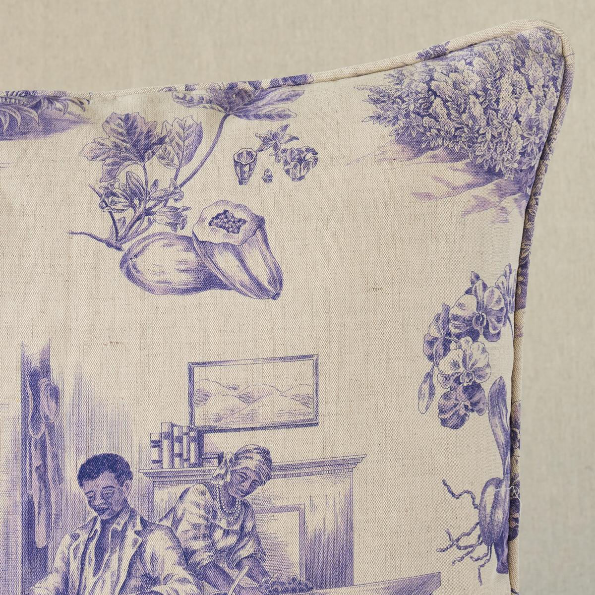 Schumacher Purple 20" x 20" Toussaint Toile Pillow
