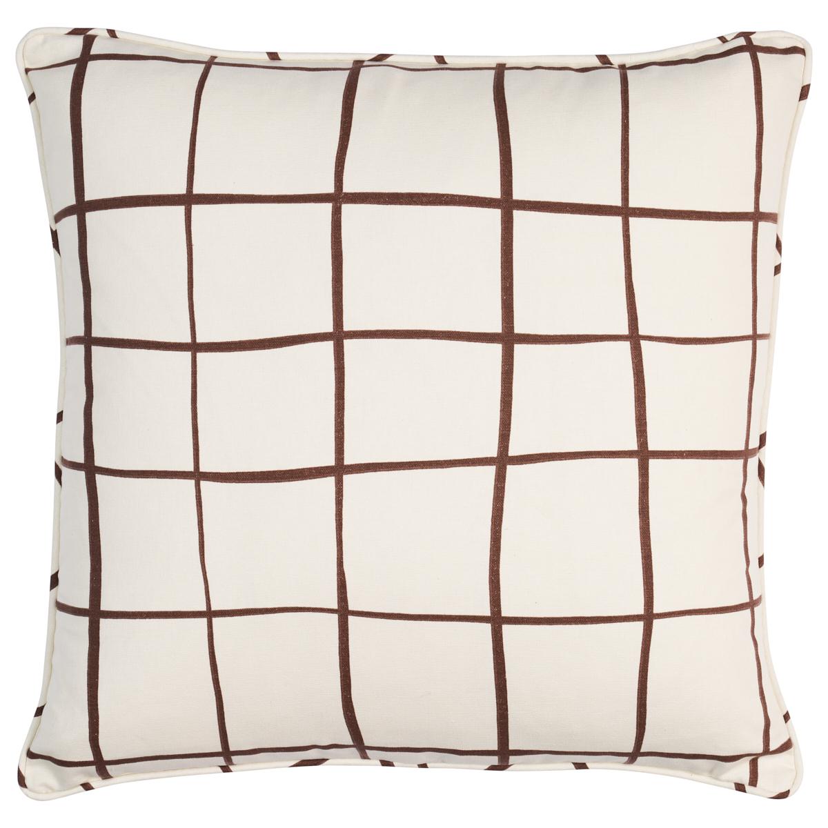 Schumacher Painterly Windowpane Brown 20" x 20" Pillow