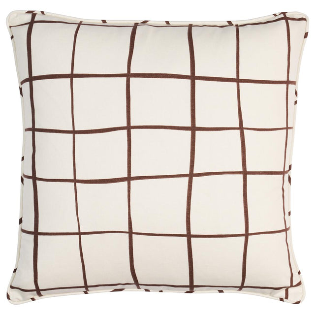 Schumacher Painterly Windowpane Brown 20" x 20" Pillow