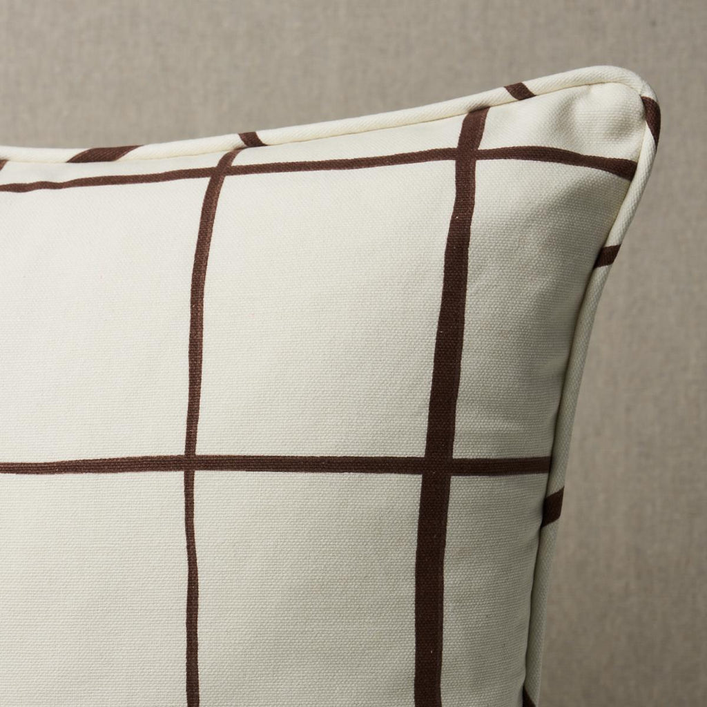 Schumacher Painterly Windowpane Brown 20" x 20" Pillow