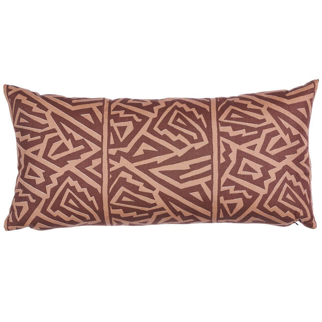 Schumacher Brown 24" x 12" Jagged Maze Pillow