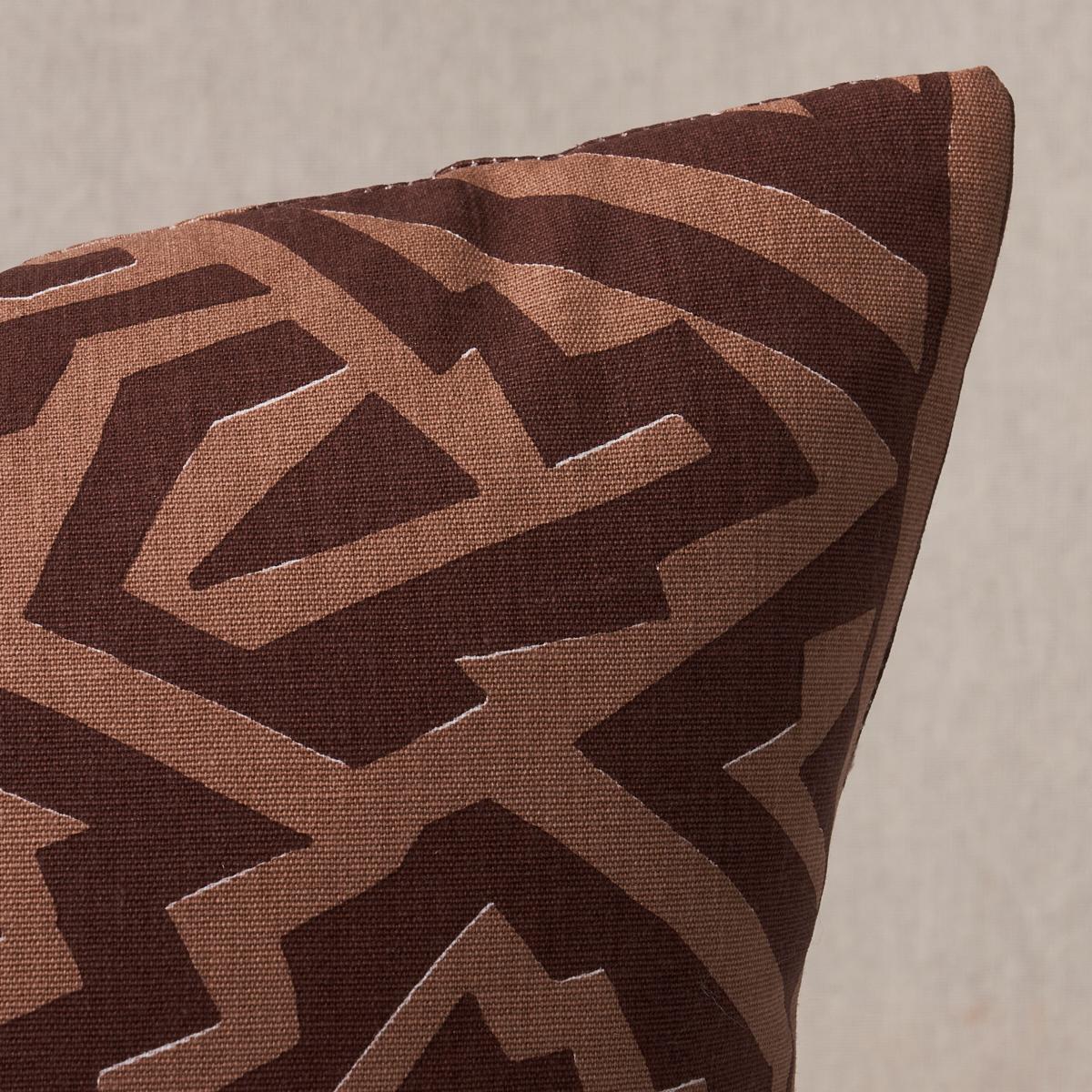 Schumacher Brown 24" x 12" Jagged Maze Pillow